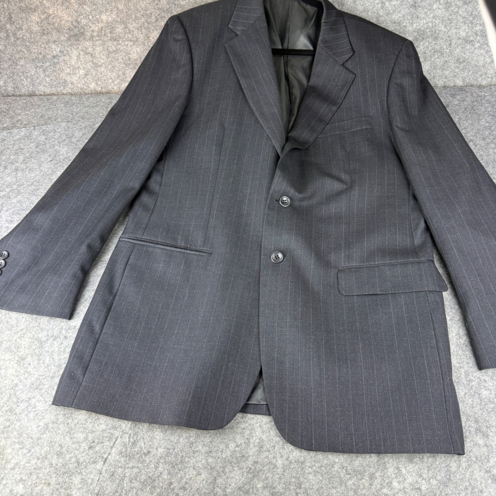 Luca Rossi Italia Mens Pinstripe Blazer Charcoal Grey Super 100s Wool Sport Coat